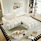 KEIKI 90.2" 4-Seater Modern Convertible Sofa Bed – Teddy Fabric Couch - Image 4