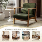 Accent Chair and Ottoman Set, Mid-Century Modern Faux Leather Upholstered - Image 7