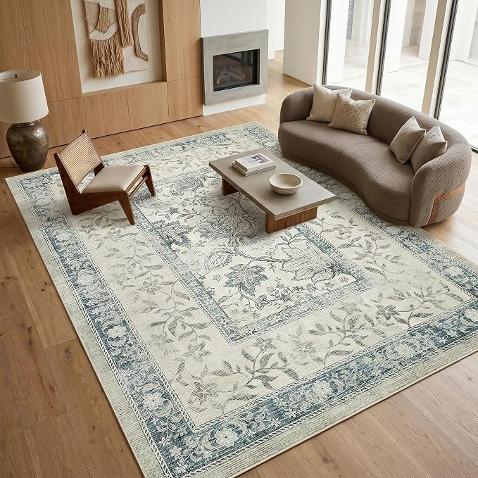 GarveeHome Vintage Blue Area Rug 9x12 - Image 4