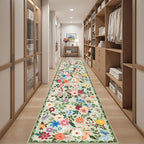 PLHXFR 2.6x14 Washable Runner Rug：Floral Indoor Kitchen Soft Carpet Green | - Image 5