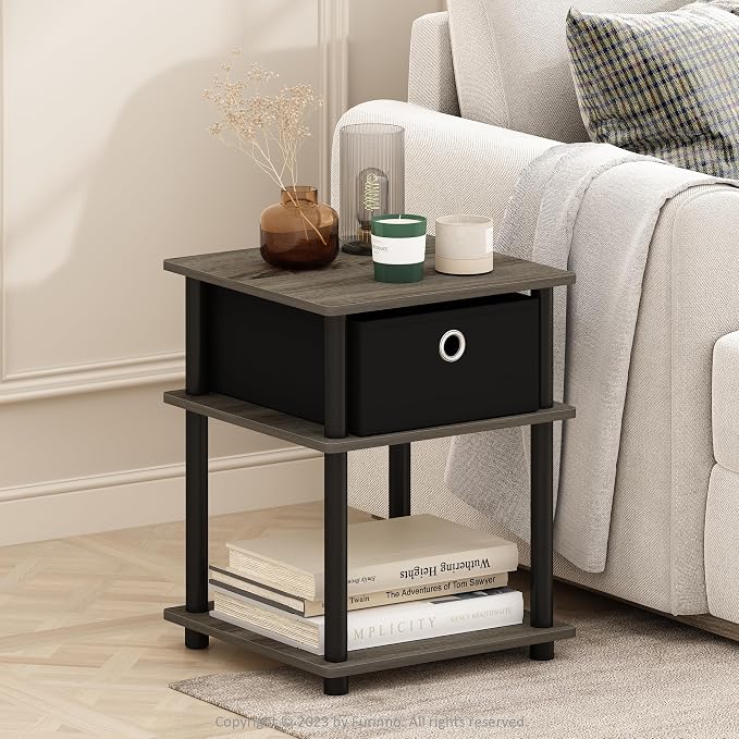 Furinno Turn-N-Tube Side Table, 3-Tier Square Modern End Table - Image 2
