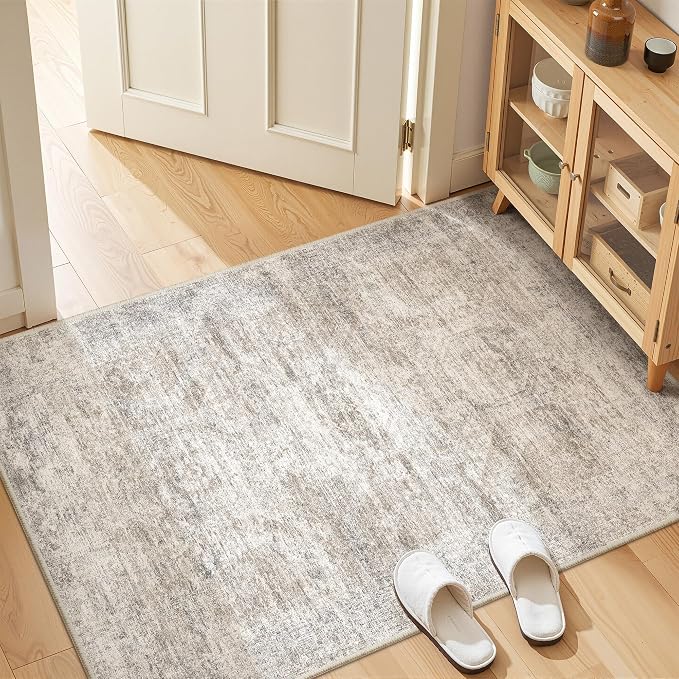 3x4 Rugs for Entryway, Washable Area Rug, Taupe | Small Rug for Kitchen - Image 3