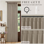 Dark Flax 94 Inch Long Blackout Curtains Thick Linen Pinch Pleated - Image 4