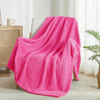 Exclusivo Mezcla Soft Waffle Fleece Bed Blanket Queen Size, Hot Pink | - Image 4