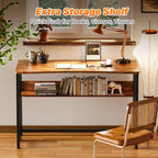 Huuger Folding Desk with Storage Shelf, 39.3 Inch Foldable Computer Table - Image 6