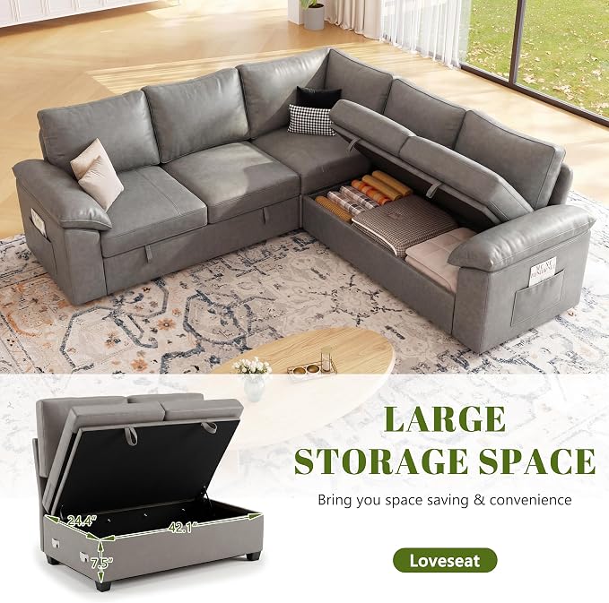 85 Inch Faux Leather Modular Sectional Sofa - Image 6