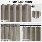 108 Inch Long Curtains for Living Room Grey Beige Linen Simple Modern Light - Image 2