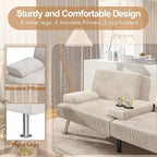 Shahoo Modern Upholstered Convertible Folding Futon Sofa Bed - Image 5