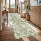 Runner Rug 2x10, Washable Rugs for Entryway Rug, Light Green | Non Slip Kitchen by Restydon