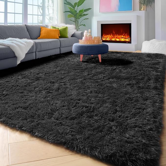 Black 6x9 Area Rugs for Living Room Bedroom, Large Fluffy Soft Plush Floor Big - Image 5