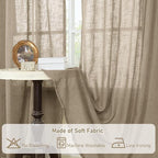 Taupe Linen Boho Curtains 80 inch Length 2 Panels - Image 8