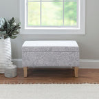 Linon Stone Upholstered Storage Stephanie Ottoman - Image 2