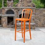 Flash Furniture Commercial Grade 30" High Orange Metal Indoor-Outdoor Barstool - Image 2