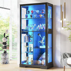 71” Display Cabinet with Glass Doors, Modern Curio Cabinet with 3 Color Lights by LVifurSmartFurniture