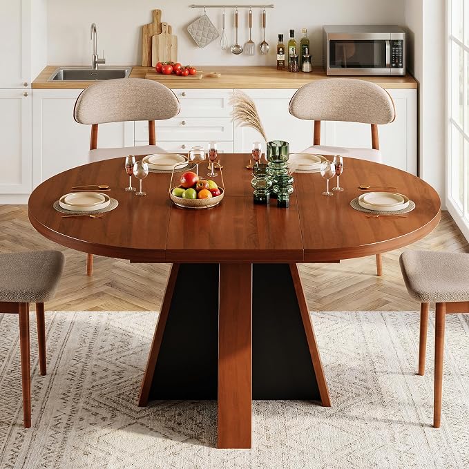 iPormis 43.3in-59in Extendable Round Dining Table - Image 4