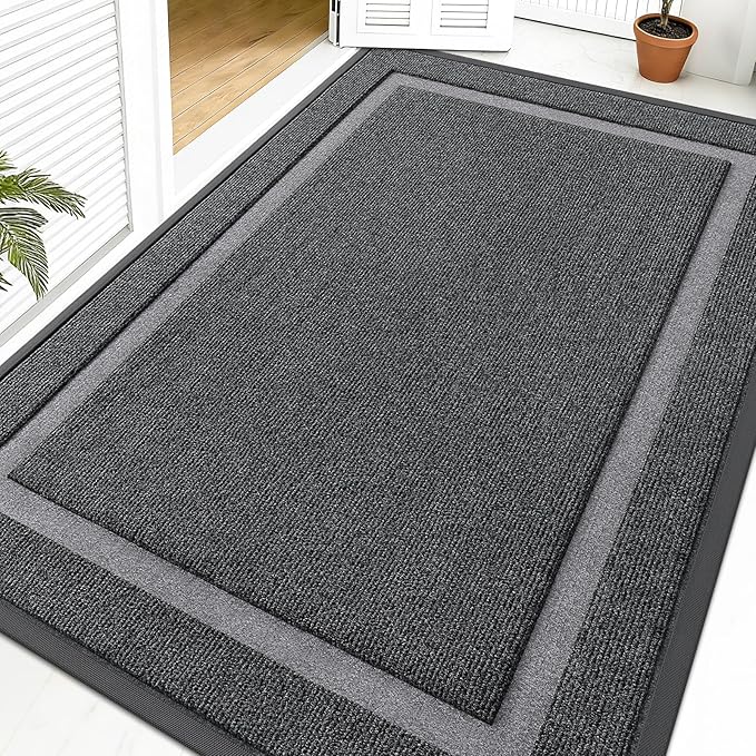 OLANLY Front Door Mat Outside 59x40, All-Season Heavy-Duty Rubber Doormat | Grey by OLANLY