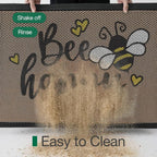 LUMI Outside Welcome Door Mat 17x30, Non-Slip Durable Rubber Easy Clean | Bee - Image 4