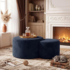 BSHOMGI Nesting Coffee Table Set of 2, Corduroy Ottoman Soft Foot Rest Movable - Image 3