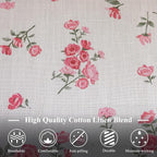VClife White and Pink Print Table Cloth, Linen Texture Tablecloth - Image 6