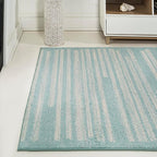 JONATHAN Y Khalil Modern Berber Stripe Turquoise/Cream Indoor Area Rug - Image 3