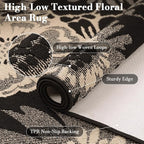 Findosom Washable Area Rug 4x6, Non Slip High-Low Textured Floral Rugs - Image 2
