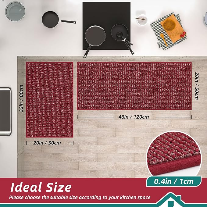 BEQHAUSE Kitchen Rugs and Mats 2PCS Non-Slip, Machine Washable Rugs - Image 2
