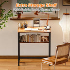 Huuger Folding Desk with Storage Shelf, 23.6 Inch Foldable Computer Table - Image 6