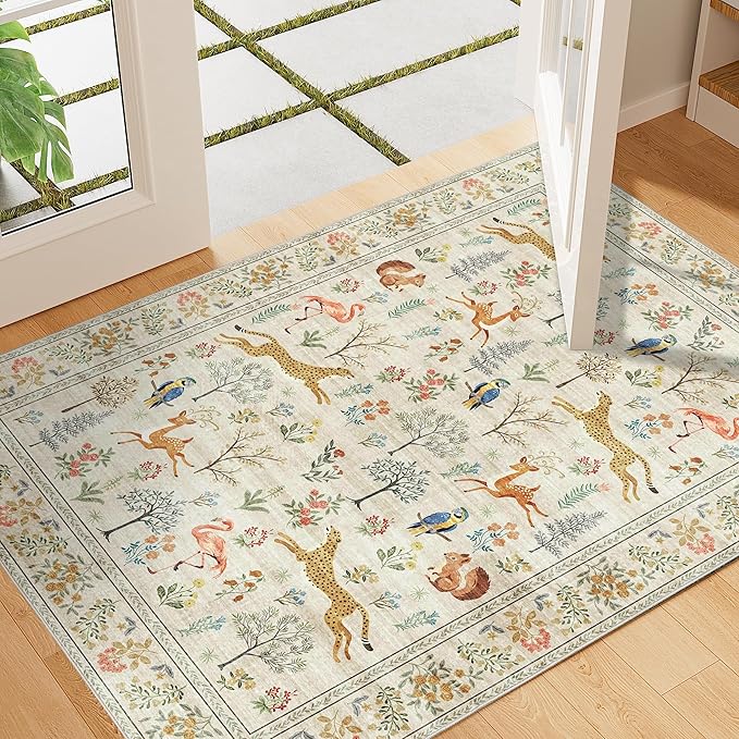 DUKINO 2x3 Entryway Rug, Washable Door Mat Animal Rug by DUKINO
