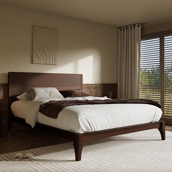 Merax Full Size Bamboo Platform Bed, Mid-Century Modern Bed Frame - Image 4