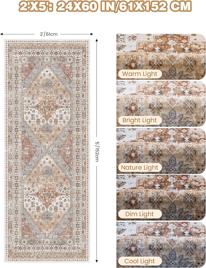 2x5 Rug Runner Non-Slip Washable Rugs - Image 2