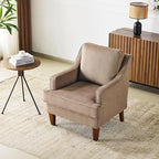 VINGLI Brown Accent Chair, Mid Century Modern Chairs, Upholstered Armchair - Image 8