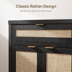 SICOTAS Sideboard Buffet Storage Cabinet Set of 2, Rattan Credenza Buffet Table - Image 5