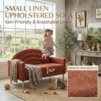 49" Small Loveseat Sofa for Small Spaces, Mid Century Modern Sofa, Linen - Image 4