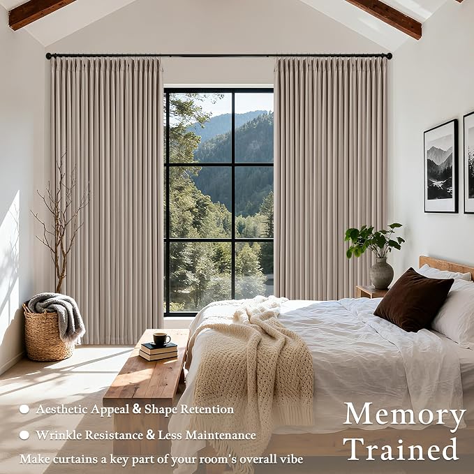 70 Inch Wide Blackout Curtains 90 Inches Long Pinch Pleated Burlywood Birch | - Image 5