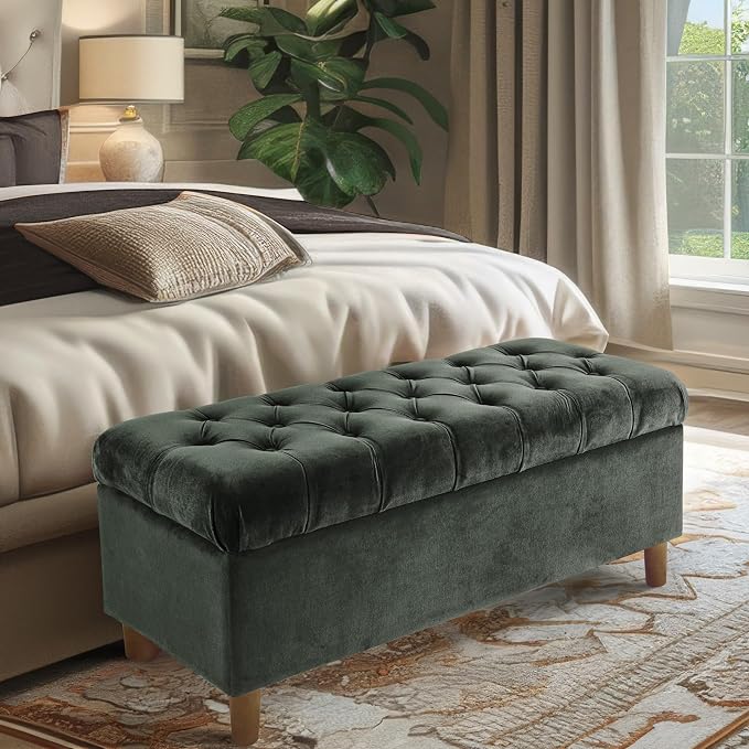 Homepop Home Decor | Tufted Ainsley Button Storage Ottoman Bench - Image 2