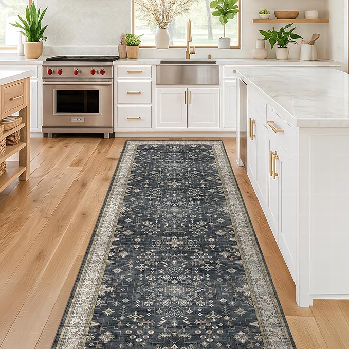 Dark Washable Long Runners for Hallways, Entryway Indoor Rug, Non Slip Rubber - Image 3