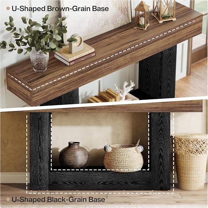 Tribesigns 63-Inch Long Console Table, 2-Tier Entryway Table Sofa Table - Image 5