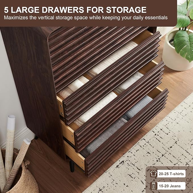 RedLemon 5 Drawers Dresser for Bedroom, Chest of Drawers - Image 4