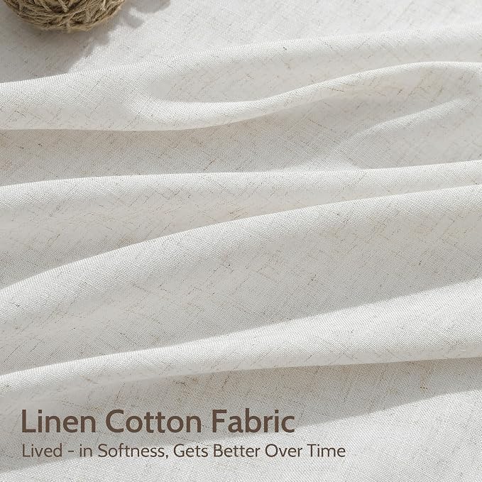 Natural Linen Curtains 84 Inch Length 2 Panels Set - Image 4