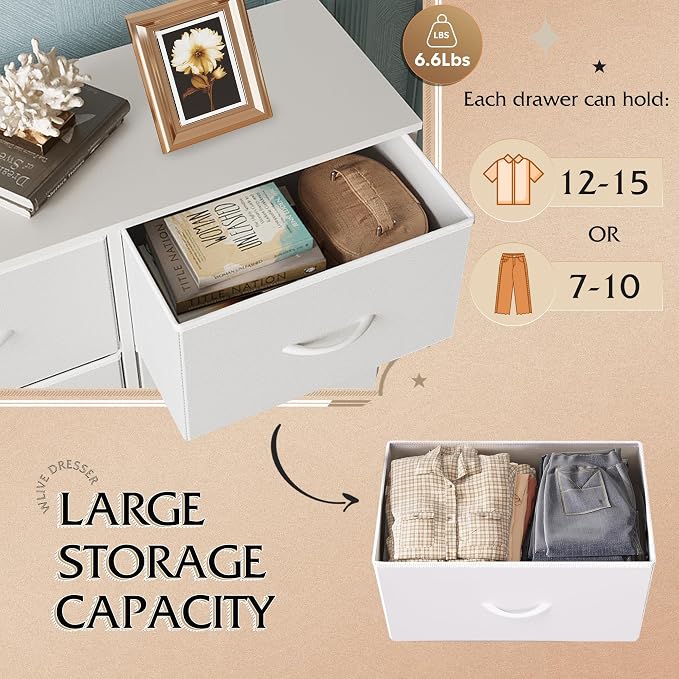 WLIVE Fabric Dresser for Bedroom, Tall Dresser - Image 5