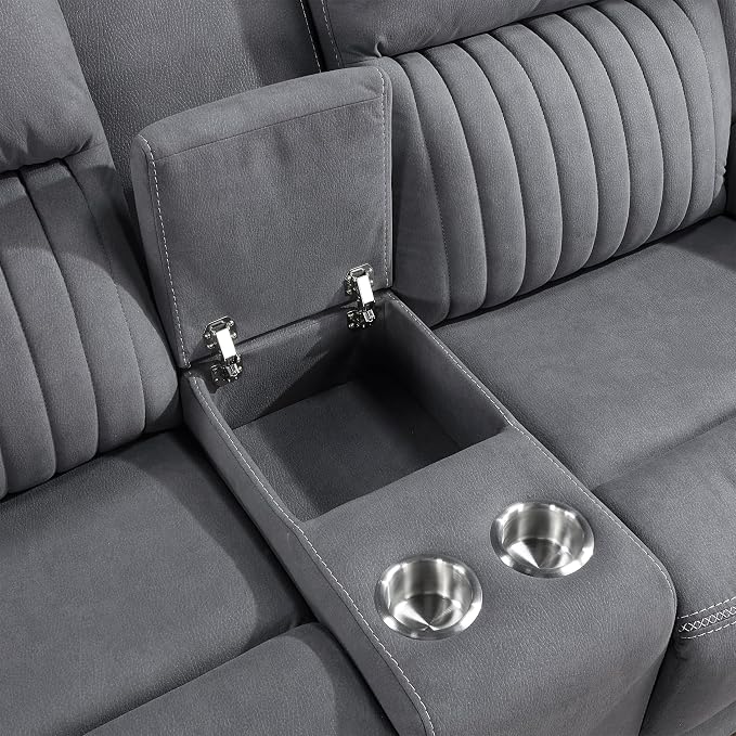 Lexicon Manual Double Reclining Loveseat, Polished Microfiber Manual Wall - Image 9