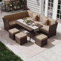 KIGOTY 7 Piece Patio Furniture Set, Outdoor PE Wicker Rattan Outdoor Dining Set by KIGOTY
