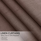 Cappuccino Linen Blend Light Filtering Back Tab Curtains 96 Inches Long - Image 2