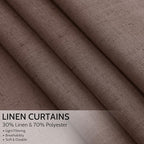 Cappuccino Linen Blend Light Filtering Back Tab Curtains 102 Inches Long - Image 2