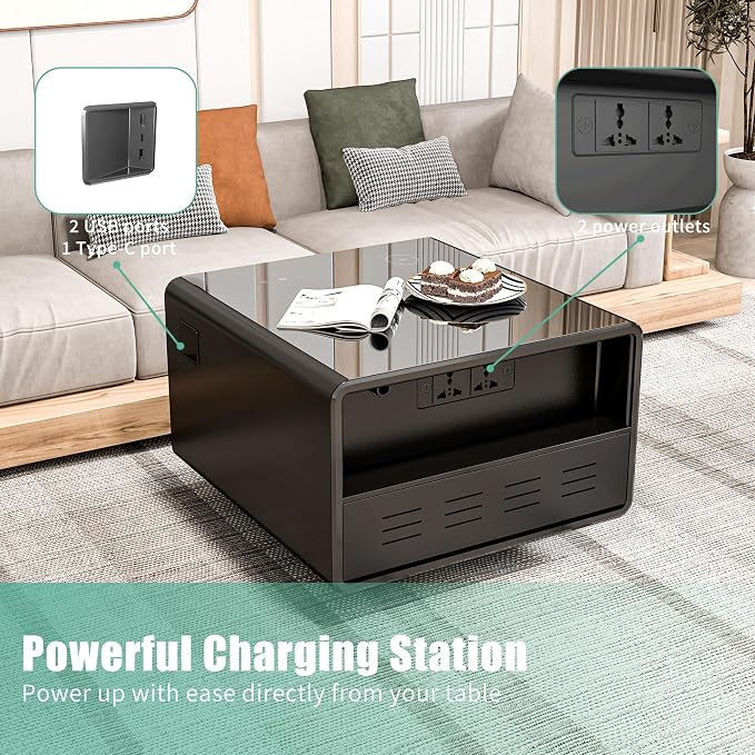 LUMISOL Smart Side Table with Built-in Fridge, Wireless Charging, Temperature - Image 6