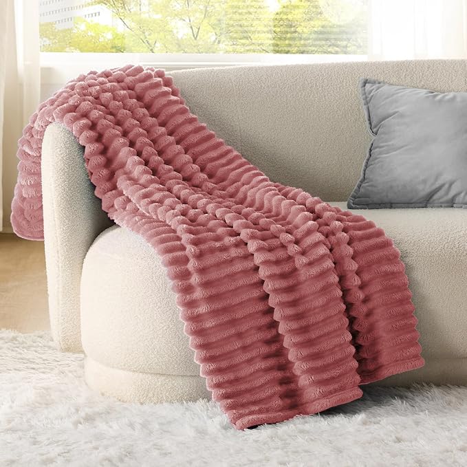 Bedsure Soft Twin Blanket for Bed Decor Gifts Dusty Pink 60"x80" | Birthday - Image 3