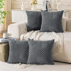 Set of 4 Medium Grey Decorative Throw Pillow Covers 16x16 Inch Corduroy Pillow by Cozoomy