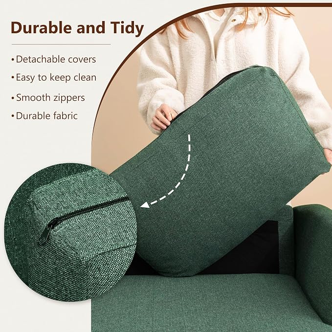 Busaurus Green 3 Seater Mid Century Modern Sofa, Comfy Furniture - Image 3