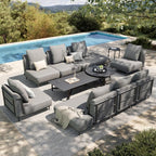 HERA'S HOUSE Metal Patio Furniture Set, Modular 10 Seats, 1 Nesting Coffee by HERASHOUSE