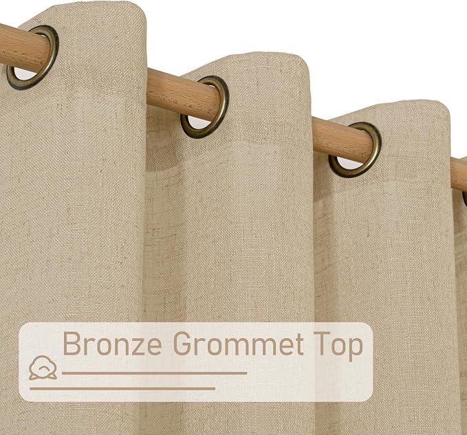 Brown Linen Curtains 90 inch for Bedroom, Soft Thick Light Filtering Boho - Image 3